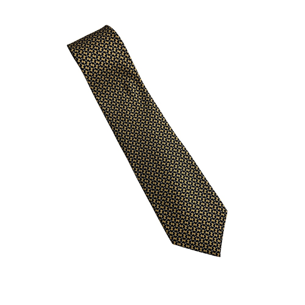 Lauren Ralph Lauren Necktie Mens One Size Black Gold Geo Silk Hand Finished F05